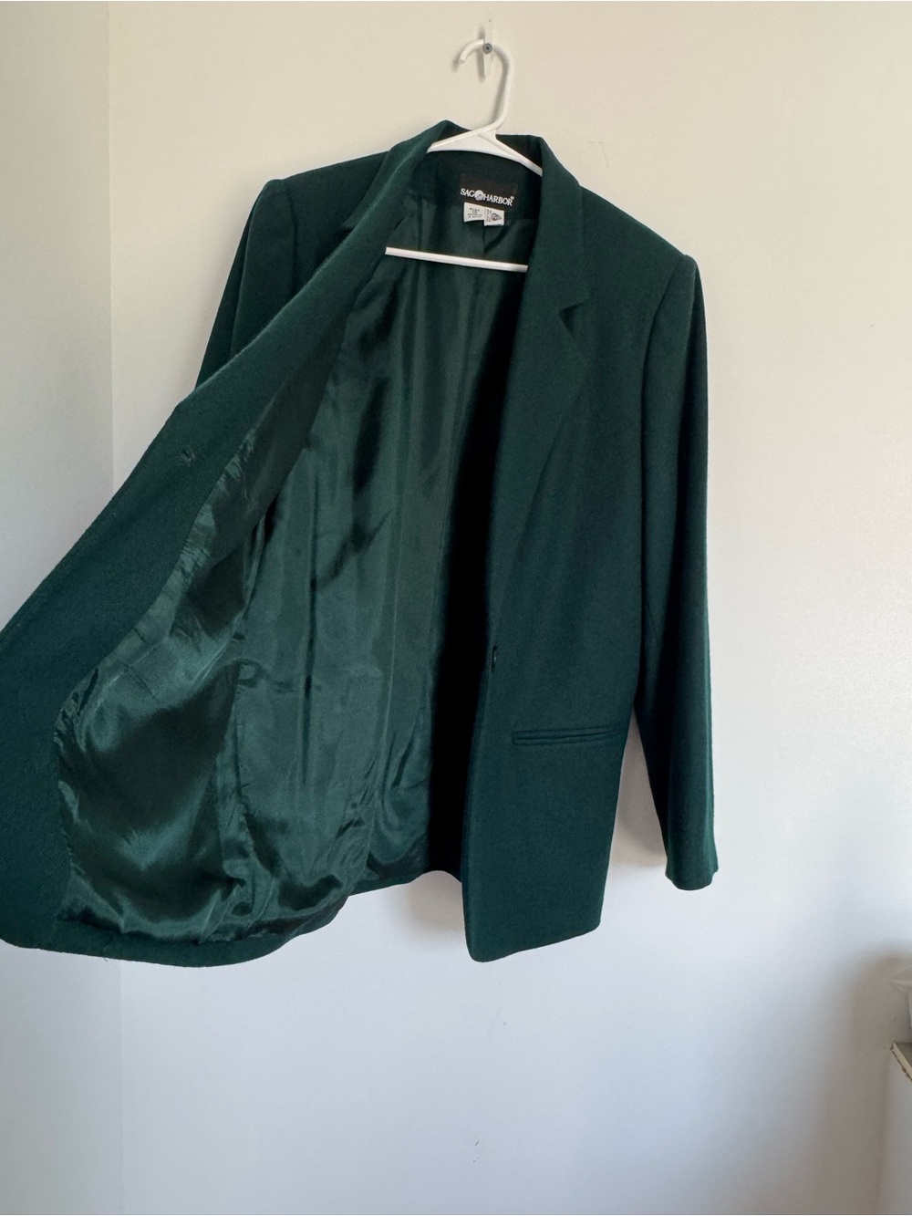 Sag Harbor 100% Pure Wool Dark Green Blazer - Picture 3 of 6
